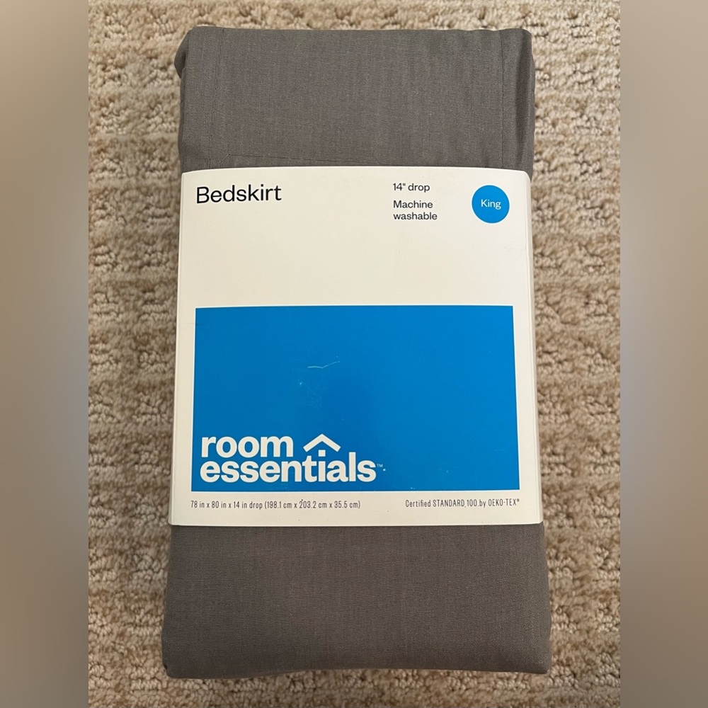 New Room Essentials King Bedskirt Gray / Grey 14" Drop / 14 Inch Drop Bed Skirt